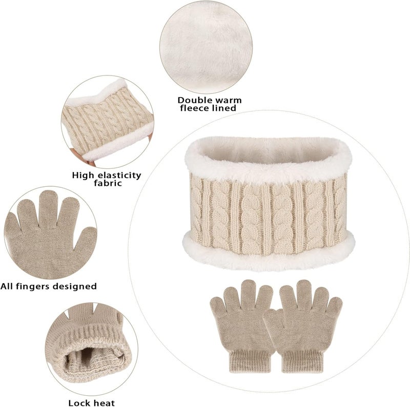 Machomby Kids Hat Scarf Gloves Set, Kids Winter Beanie Hat Scarf Gloves Set with Knit Thick Warm Fleece Lined for 1-6 Years Old - Image 5